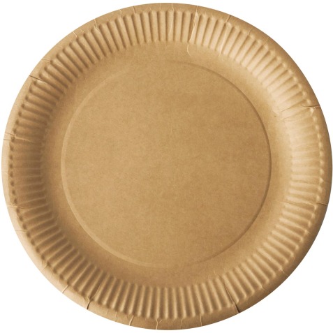 Assiette "pure", ronde, brune, diamètre 23 cm, en carton, paquet de 20 pièces