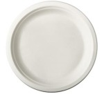 Assiette pure, ronde, blanche, diamètre 23cm, en canne à sucre, paquet de 50 pièces