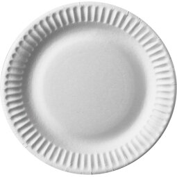 Assiette Pure, ronde, blanche, diamètre 15 cm, en carton, paquet de 100 pièces