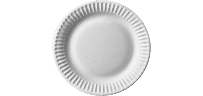 Plate Pure, round, white, diameter 15 cm, made of cardboard, pack of 100 pieces