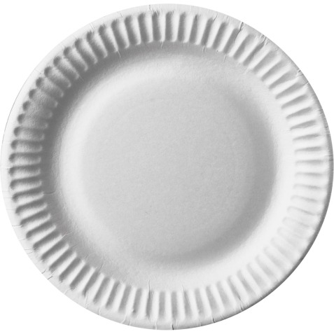 Assiette Pure, ronde, blanche, diamètre 15 cm, en carton, paquet de 100 pièces