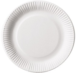 Assiette "pure", ronde, blanche, diamètre 23 cm, en carton, paquet de 100 pièces