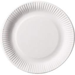 Assiette "pure", ronde, blanche, diamètre 23 cm, en carton, paquet de 100 pièces