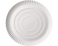 Assiette "pure", ronde, blanche, diamètre 26 cm, en carton, paquet de 100 pièces