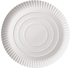 Assiette "pure", ronde, blanche, diamètre 26 cm, en carton, paquet de 100 pièces