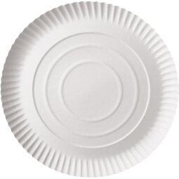 Assiette "pure", ronde, blanche, diamètre 26 cm, en carton, paquet de 100 pièces