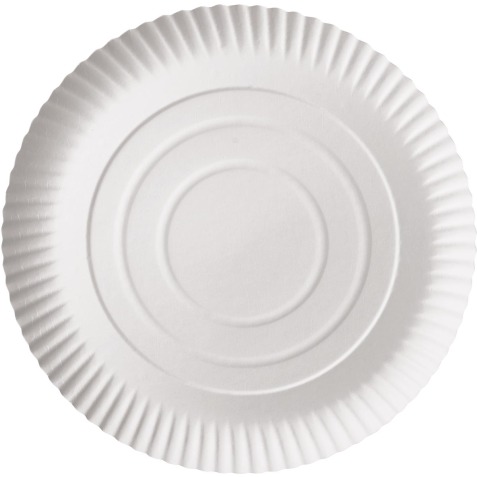 Assiette "pure", ronde, blanche, diamètre 26 cm, en carton, paquet de 100 pièces