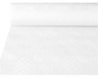 Tafelkleed uit papier met damastprint, 1,2 x 50 m, wit