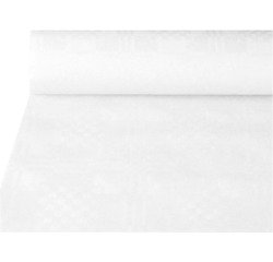Nappe en papier imprimé damassé, 1,2 x 50 m, blanc
