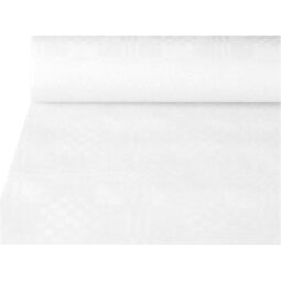 Nappe en papier imprimé damassé, 1,2 x 50 m, blanc