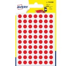 Avery PSA08R round dot labels, 8 mm diameter, blister pack of 490 pieces, red