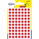 Avery PSA08R etiquettes pastilles rondes, diamètre 8 mm, blister de 490 pièces, rouge