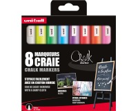Uni-ball marqueur à la craie, pointe ronde 1,8 - 2,5 mm, étui de 8 pièces, assorti