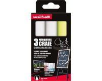 Uni-ball marqueur à la craie, pointe biseautée 8 mm, étui de 3 pièces, assorti
