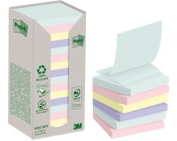 Post-it recycled z-notes, 100 feuilles, ft 76 x 76 mm, assorti, paquet de 16 blocs