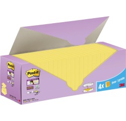 Post-it Super Sticky z-notes, 90 feuilles, ft 76 x 76 mm, boîte de 20 + 4 gratis, jaune