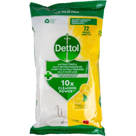 Dettol lingettes nettoyantes citrus, paquet de 72 pièces