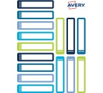 Avery Family Mini-Stiftetiketten, 5 x 1 cm, blau/grün, klammerbare Tüte mit 30 Etiketten