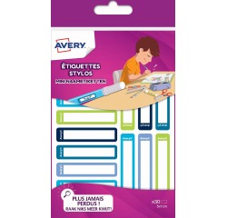 Avery Family étiquettes stylos minis, ft 5 x 1 cm, bleu/vert, sachet brochable avec 30 étiquettes
