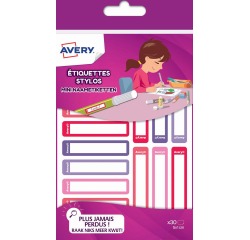 Avery Family étiquettes stylos minis, ft 5 x 1 cm, rose/violet, sachet brochable avec 30 étiquettes