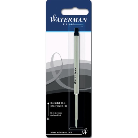 Waterman recharge pour stylo bille moyenne, noir, sous blister