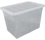 Whitefurze Spacemaster boîte de rangement 64 litre, paquet de 3 pièces, transparent