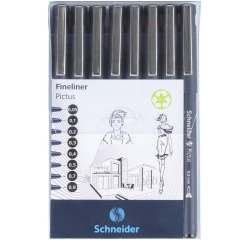 Fineliner Schneider Pictus zwart etui à 8 stuks