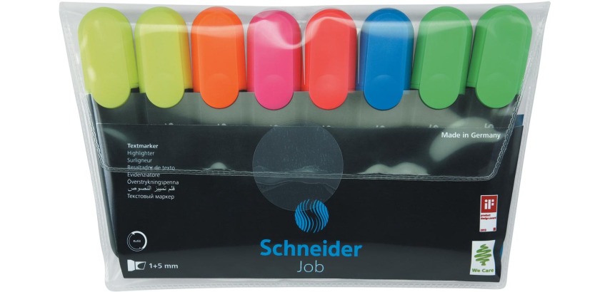 Schneider markeerstift Job 150, etui van 6 stuks in geassorteerde pastelkleuren