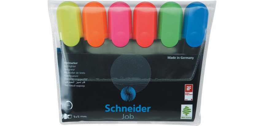 Schneider Textmarker Job 150, Etui mit 6 Stück in verschiedenen Farben