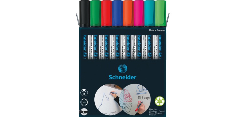 Schneider Maxx 290 whiteboardmarker, 6 + 2 gratis, assorti
