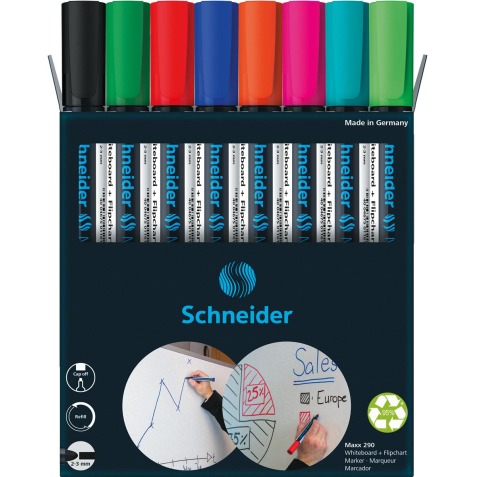 Schneider Maxx 290 marqueur pour tableaux blancs, 6 + 2 gratuit, assorti