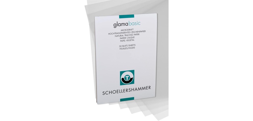 Schoellershammer Glama papier, 100 g, ft 29,7 x 42 cm, A3, transparent, bloc de 50 feuilles
