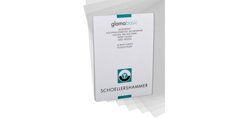 Schoellershammer Glama papier, 100 g, ft 29,7 x 42 cm, A3, transparant, blok van 50 vel