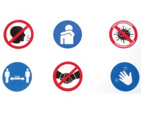 Safety sticker, 6 symbols with conduct rules, dimensions 100 x 50 cm