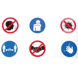 Autocollant de sécurité, 6 symboles avec règles de conduite, ft 100 x 50 cm