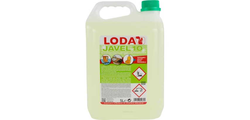 Loda eau de javel 10°, vert, bouteille de 5 l
