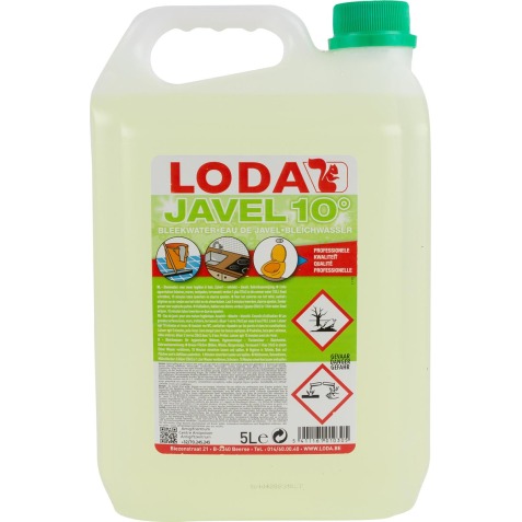 Loda eau de javel 10°, vert, bouteille de 5 l