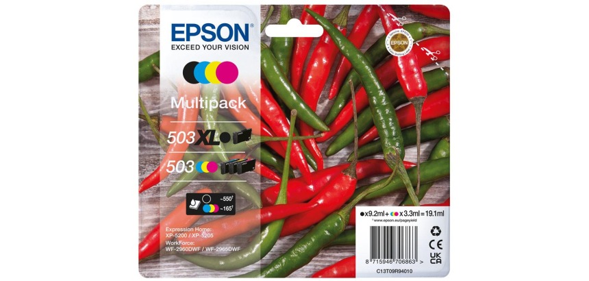Epson ink cartridge 503XL/503, 165 - 550 pages, OEM C13T09R94010, 4 colors