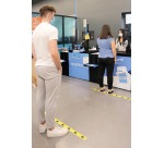 Tarifold vloersticker zonder tekst, ft 50 x 1000 mm, geel met zwarte pijlen