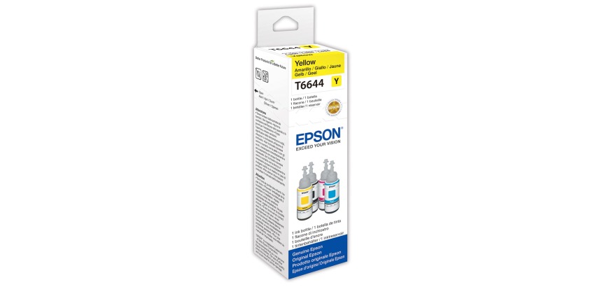 Epson bouteilles d'encre T664, 7.500 pages, OEM C13T664440, jaune