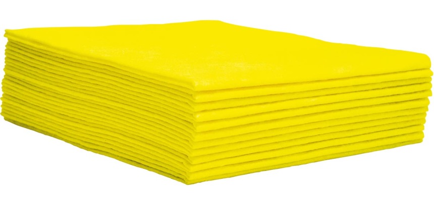 Universele poetsdoek, 1/4 vouw, ft 30 x 33 cm, geel, doos van 150 stuks, boîte de 150 pièces