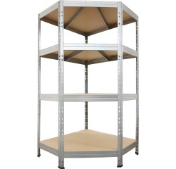 AR Shelving étagère Corner Rivet, ft 180 x 90 x 90 x 45 cm, 4 tablettes en HDF, galvanisé