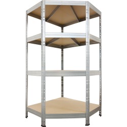 AR Shelving étagère Corner Rivet, ft 180 x 90 x 90 x 45 cm, 4 tablettes en HDF, galvanisé