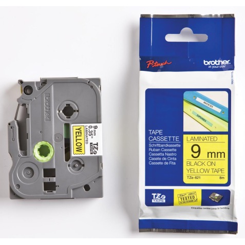 Brother TZe ruban pour P-Touch 9 mm, noir sur jaune