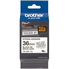 Brother TZe tape voor P-Touch 36 mm, zwart op wit, extra klevend