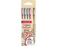 Uni-ball Signo Metallic roller, medium tip, assorted colors, set of 5 pieces