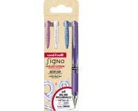 Uni-ball Signo Broad Creative Roller Pen, broad tip, set of 4 pieces: pink, white, blue, purple