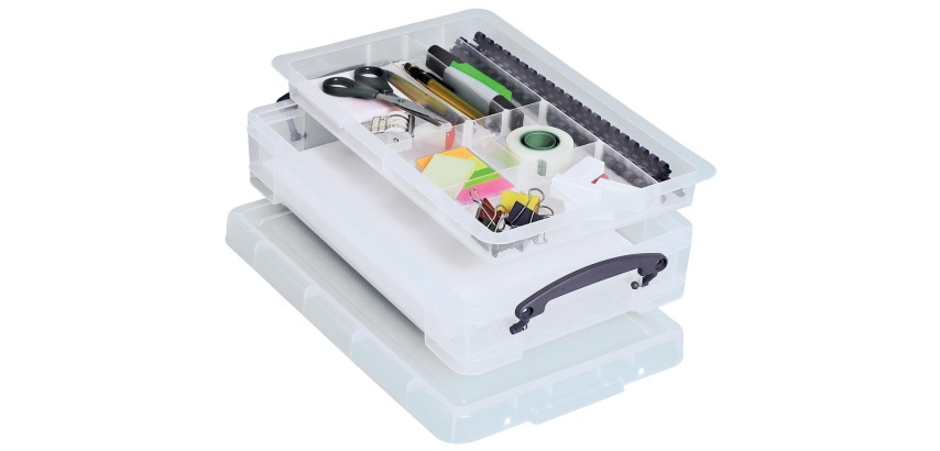Really Useful Box boîte de rangement 4 l, avec diviseur, transparent