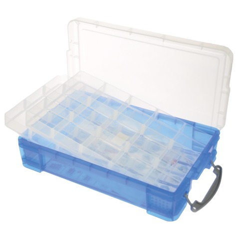 Really Useful Box opbergdoos 4 liter met 2 dividers, transparant blauw