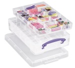 Really Useful Box storage box 4 L, with 2 dividers, clear